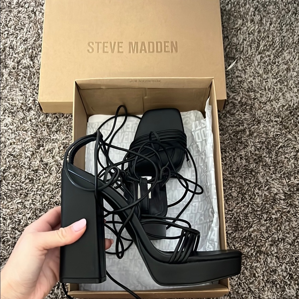Steve Madden Black Gladiator Heels